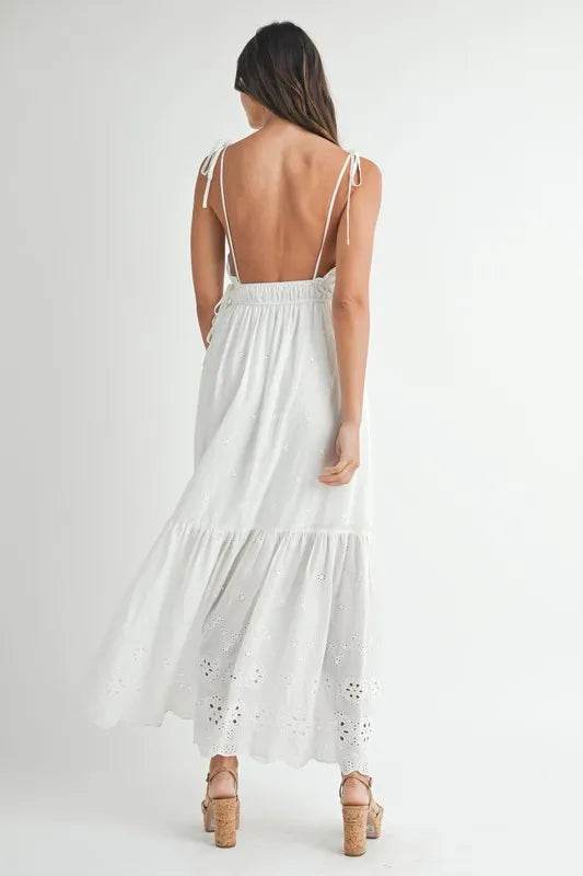 MABLE Eyelet Lace Maxi Dress with Side Strap Details - UnLaced Boutique