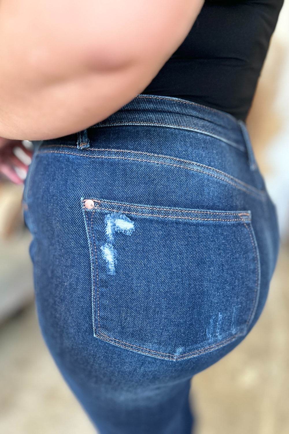 Judy Blue Full Size High Waist Rigid Magic Heavy Destroy Straight Jeans - UnLaced Boutique
