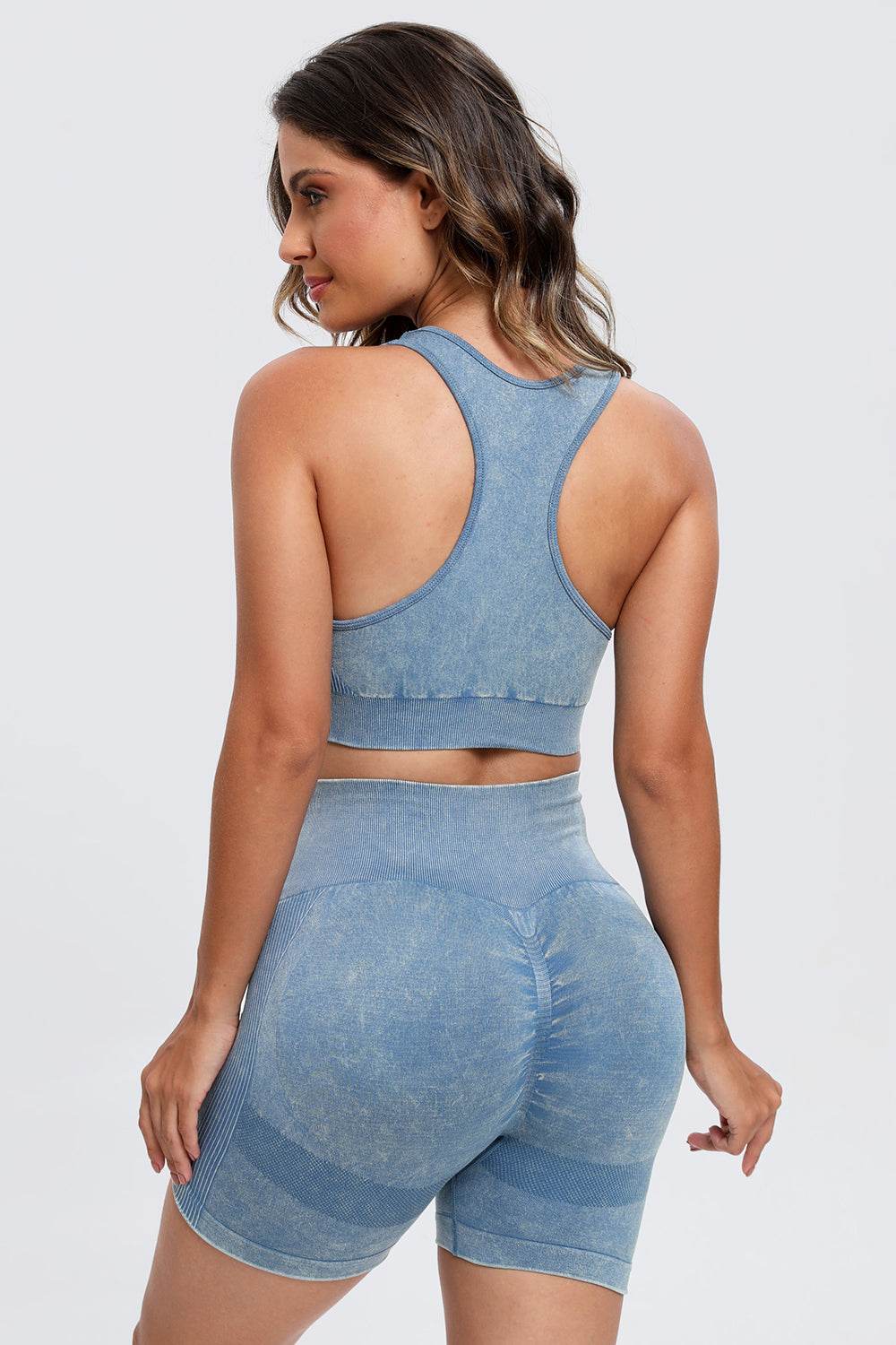 3 Piece Washed Square Neck Wide Strap Active Set - UnLaced Boutique