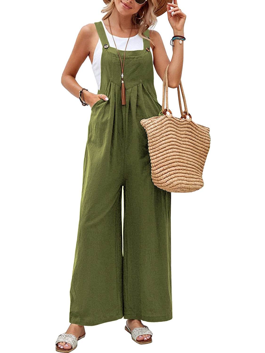 Full Size Square Neck Wide Strap Overalls - UnLaced Boutique