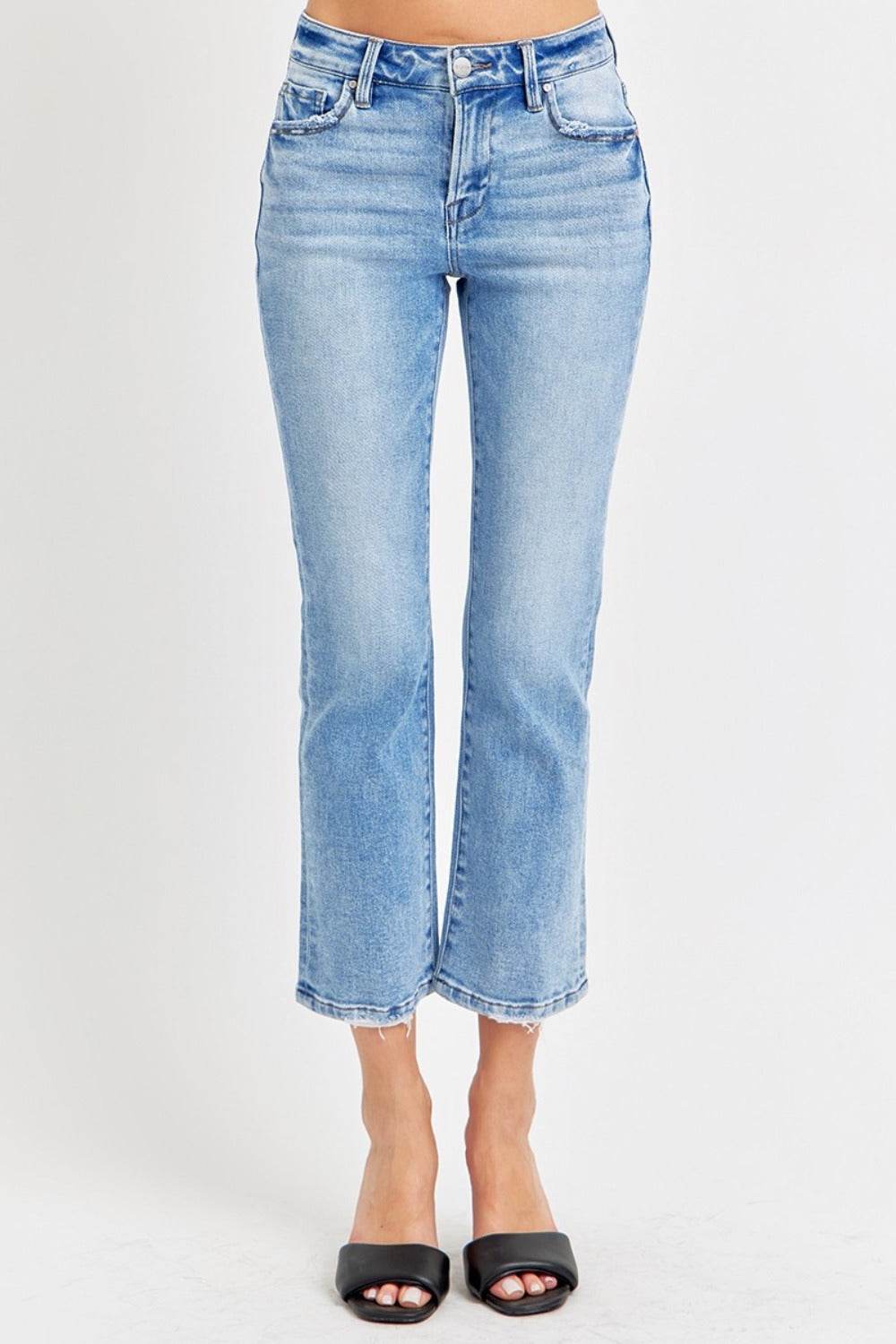 RISEN Full Size Low Rise Crop Slim Straight Jeans - UnLaced Boutique