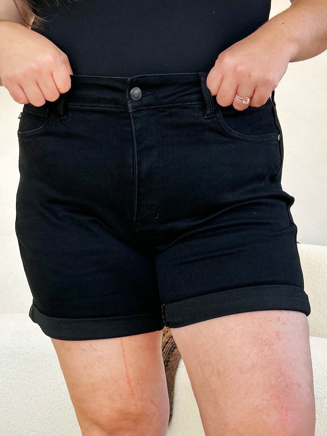 Judy Blue Full Size High Waist Tummy Control Cuffed Denim Shorts - UnLaced Boutique
