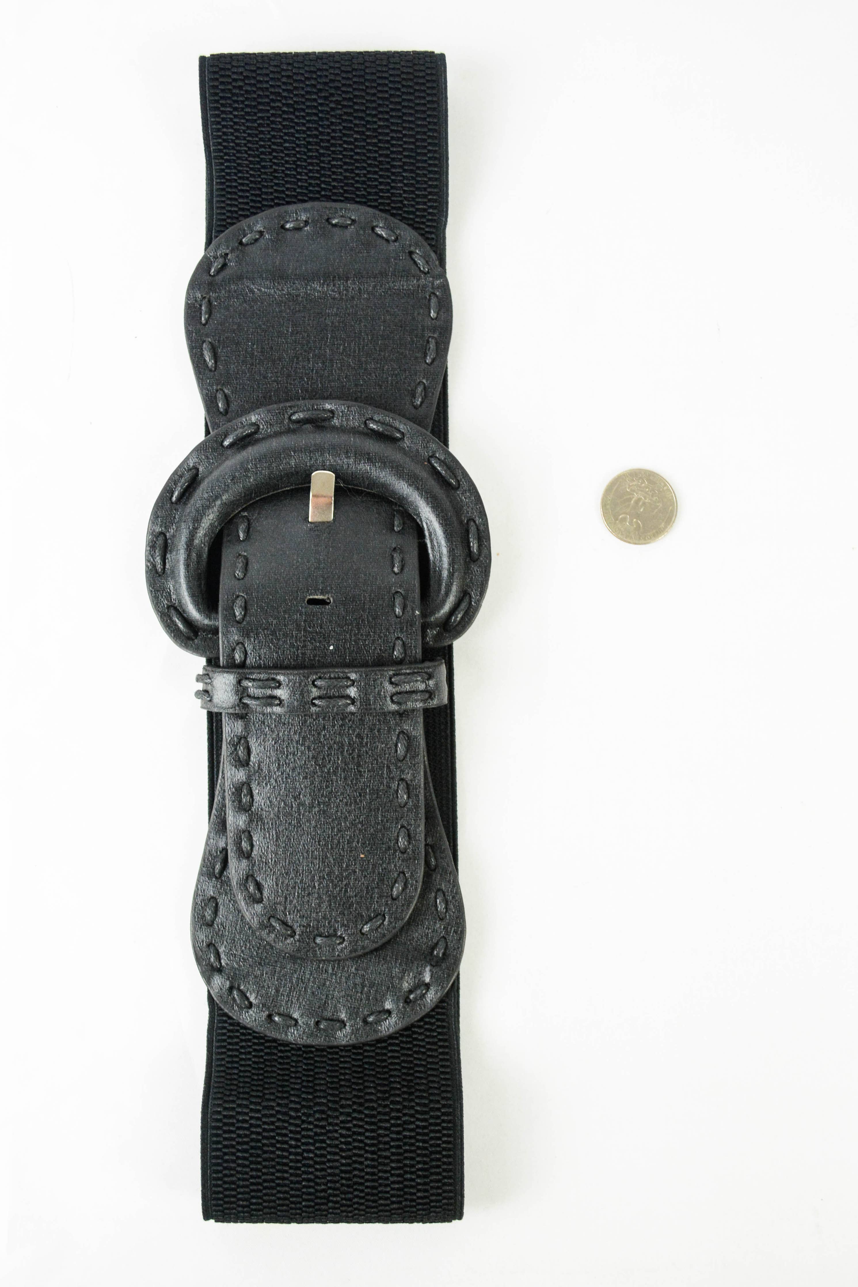 Distressed Wide Stitch Elastic Belt - Western Chic Style