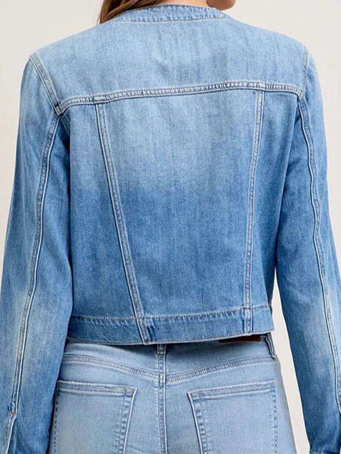 Snap Down Dropped Cargo Denim Jacket - UnLaced Boutique