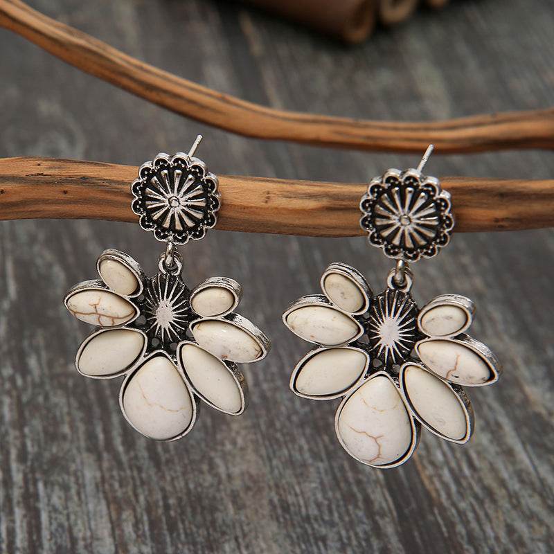 Artificial Turquoise Flower Earrings - UnLaced Boutique