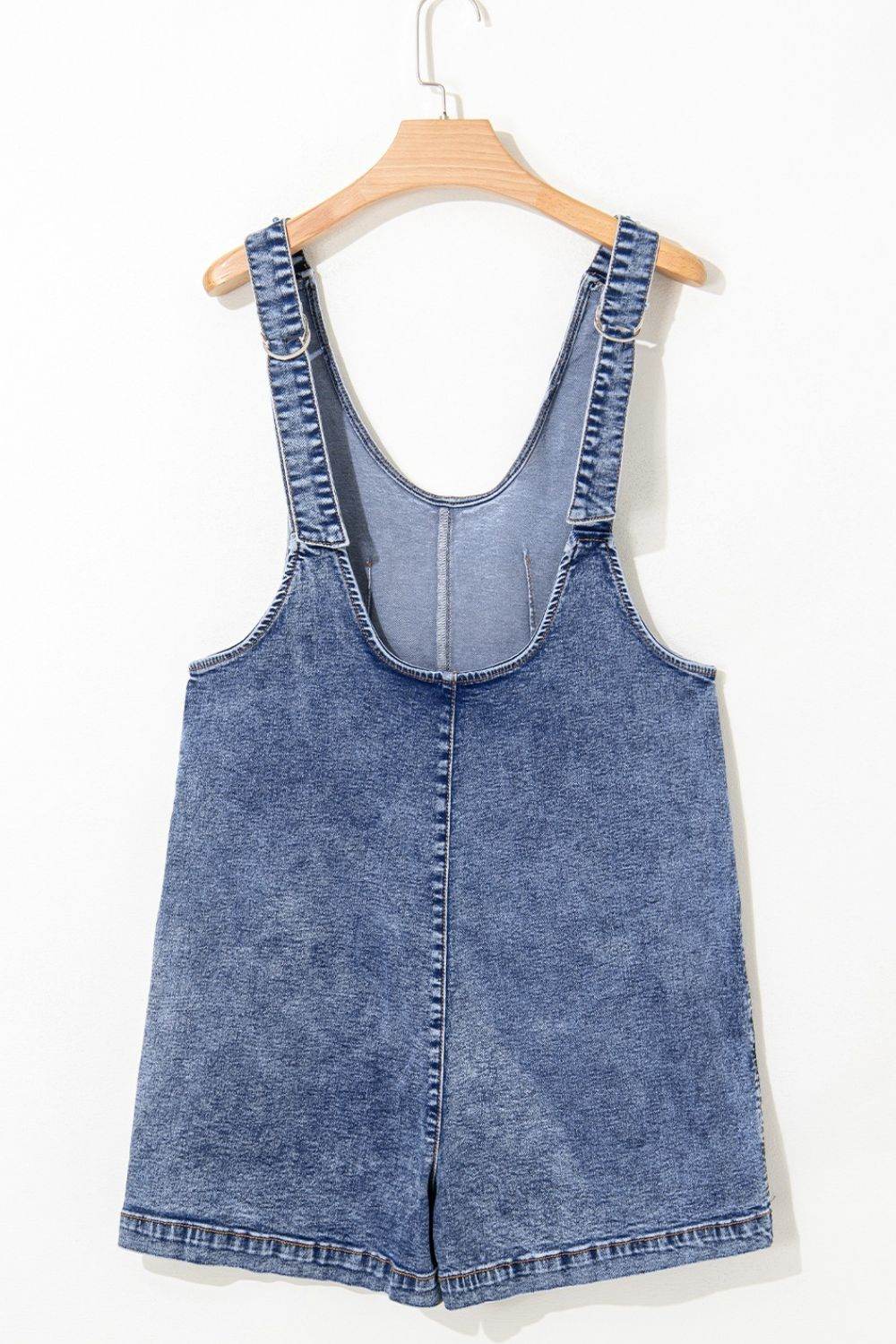 U Neck Patched Pocket Denim Overalls - UnLaced Boutique