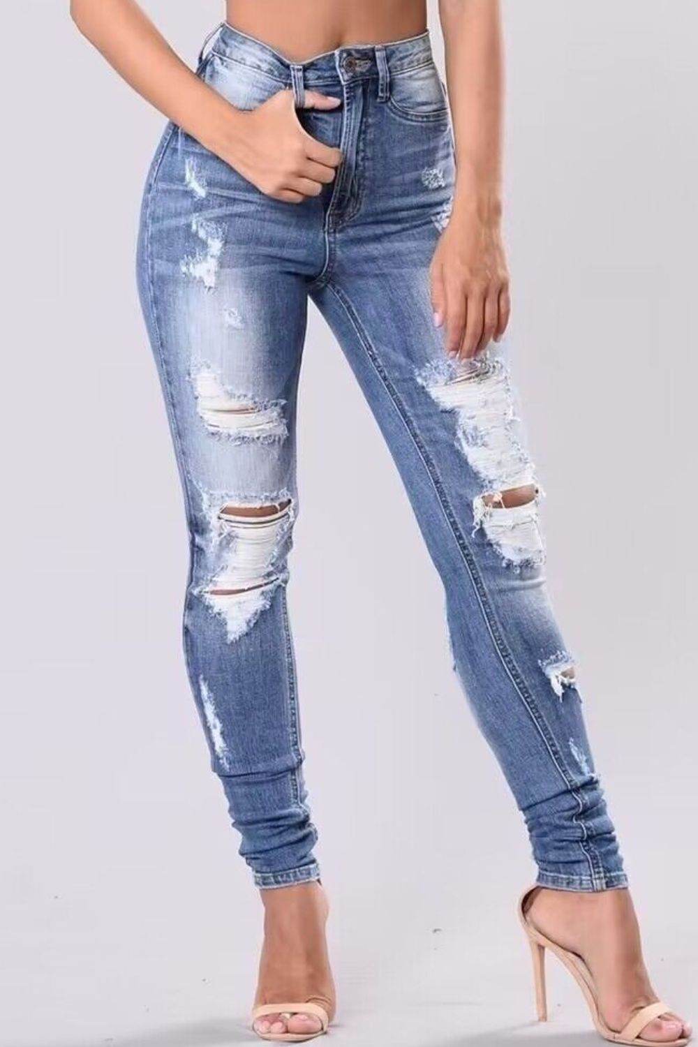 Full Size Distressed Skinny Jeans Plus Size - UnLaced Boutique