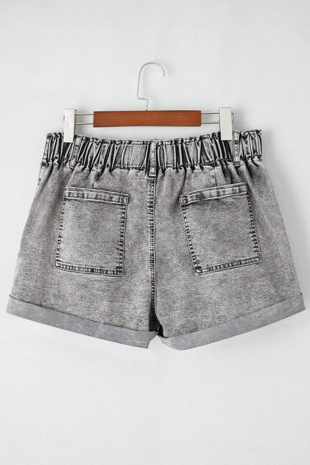 Zipped Cuffed Edge Denim Shorts - UnLaced Boutique