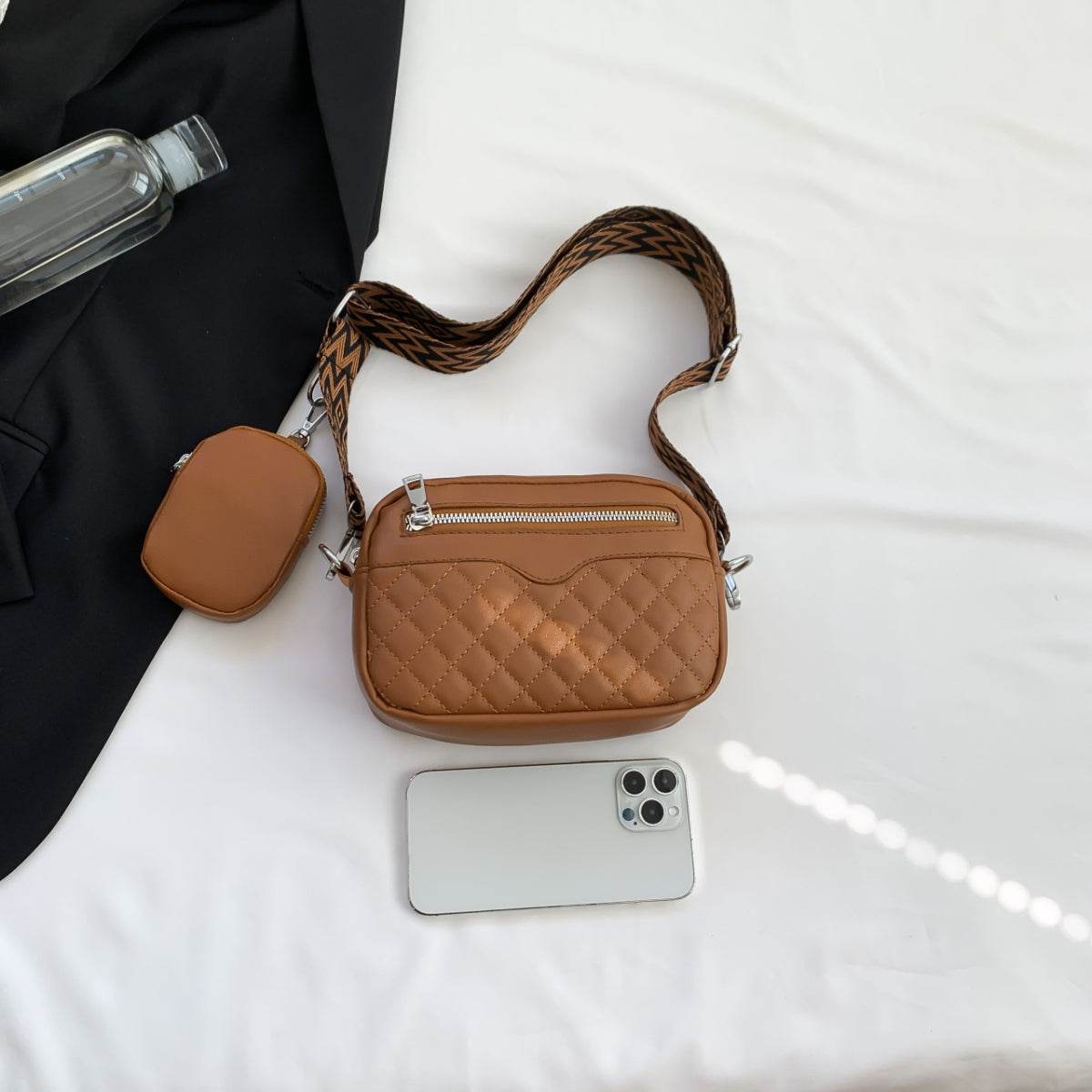 Stitching PU Leather Shoulder Bag - UnLaced Boutique