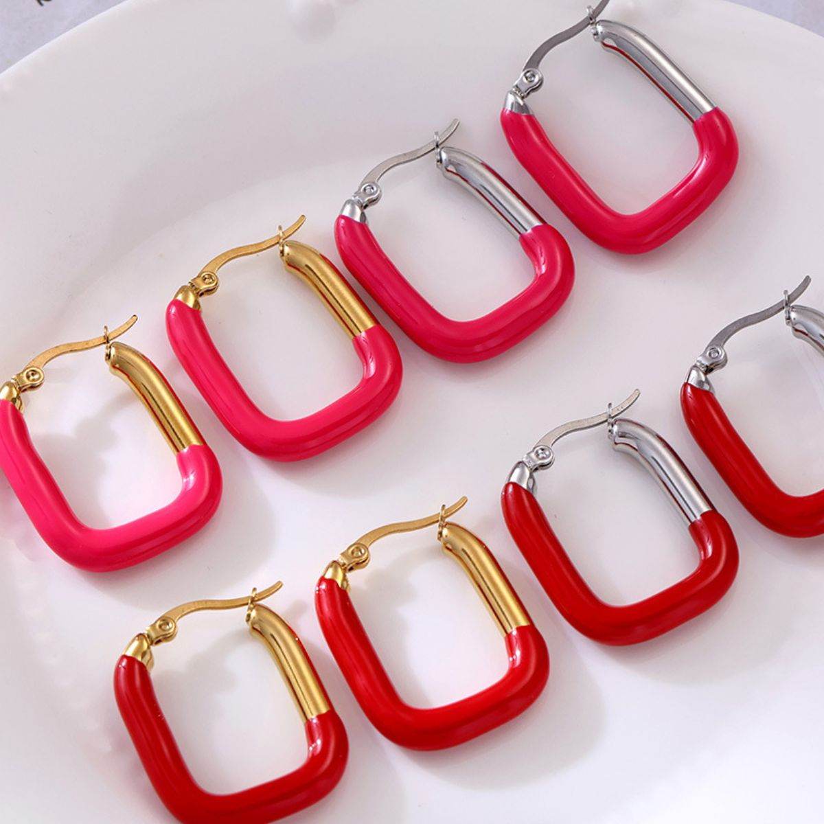 Stainless Steel Drip Oil Contrast Earring - UnLaced Boutique
