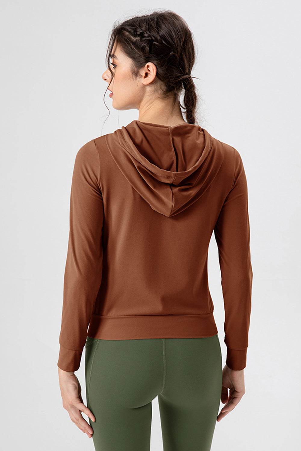 Drawstring Zip Up Hooded Active Outerwear - UnLaced Boutique