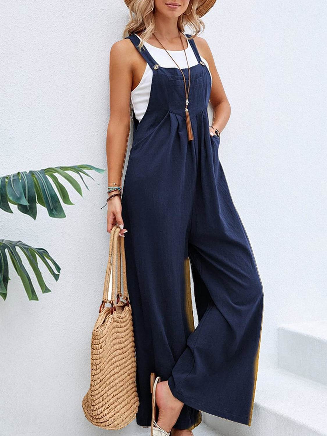 Full Size Square Neck Wide Strap Overalls - UnLaced Boutique