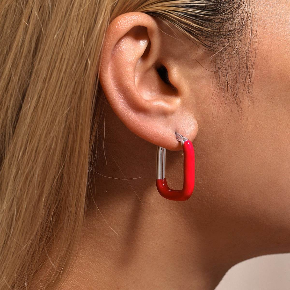 Stainless Steel Drip Oil Contrast Earring - UnLaced Boutique
