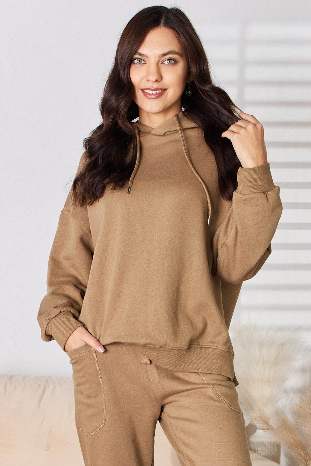 RISEN Drawstring Drop Shoulder Long Sleeve Hoodie - UnLaced Boutique