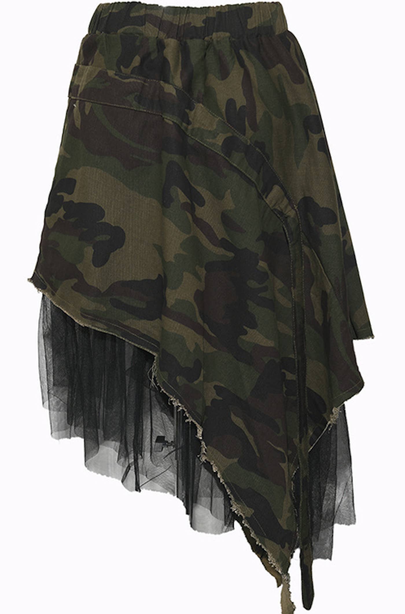Camo + Tulle Asymmetrical Skirt