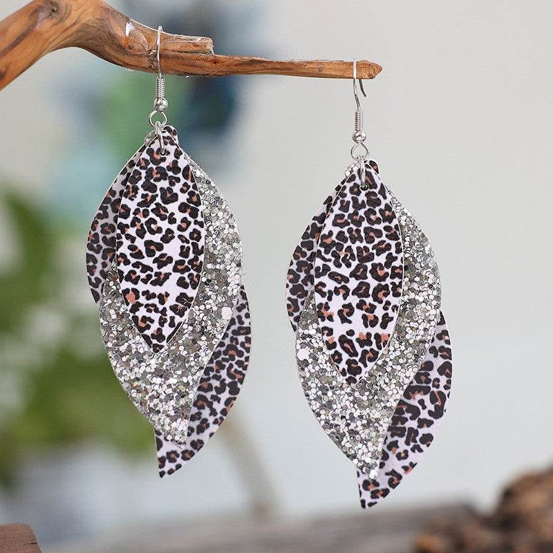 PU Leather Leopard Leaf Earrings - UnLaced Boutique