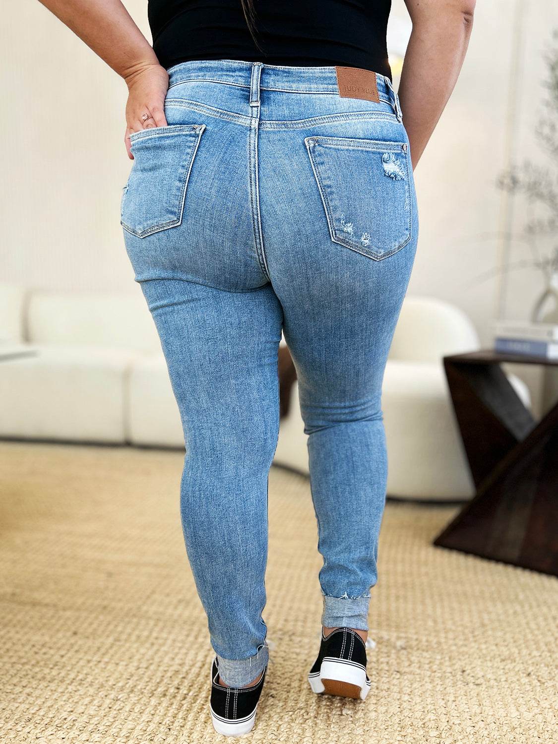Judy Blue Full Size Mid Rise Destroy & Cuff Skinny Jeans - UnLaced Boutique
