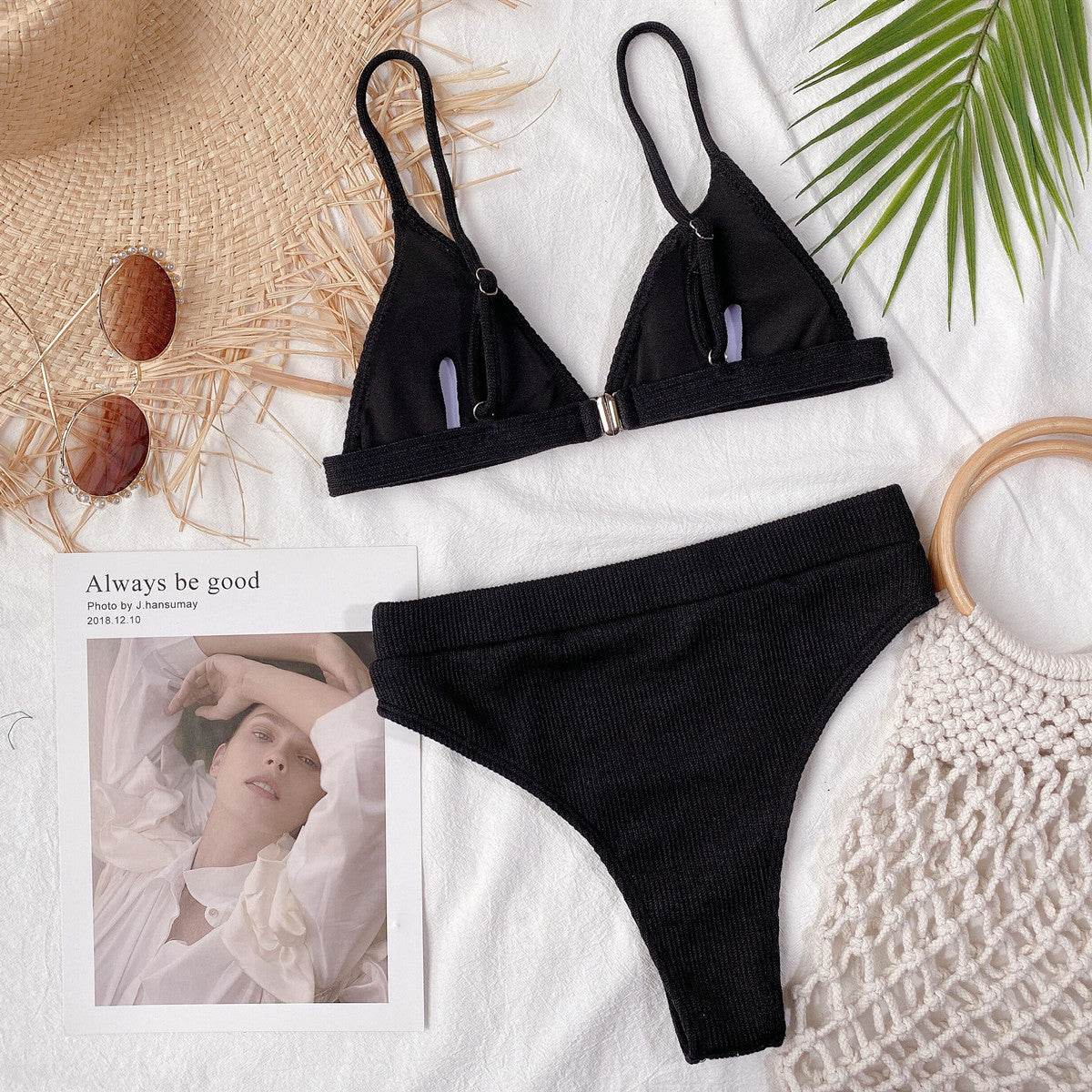 Spaghetti Strap Ribbed Bikini Set - UnLaced Boutique