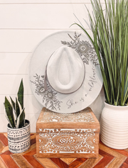 PRE ORDER Engraved Floral Hat She's A Wild Flower