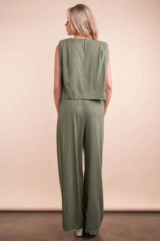 VERY J Solid Woven Top & Pants Set - UnLaced Boutique