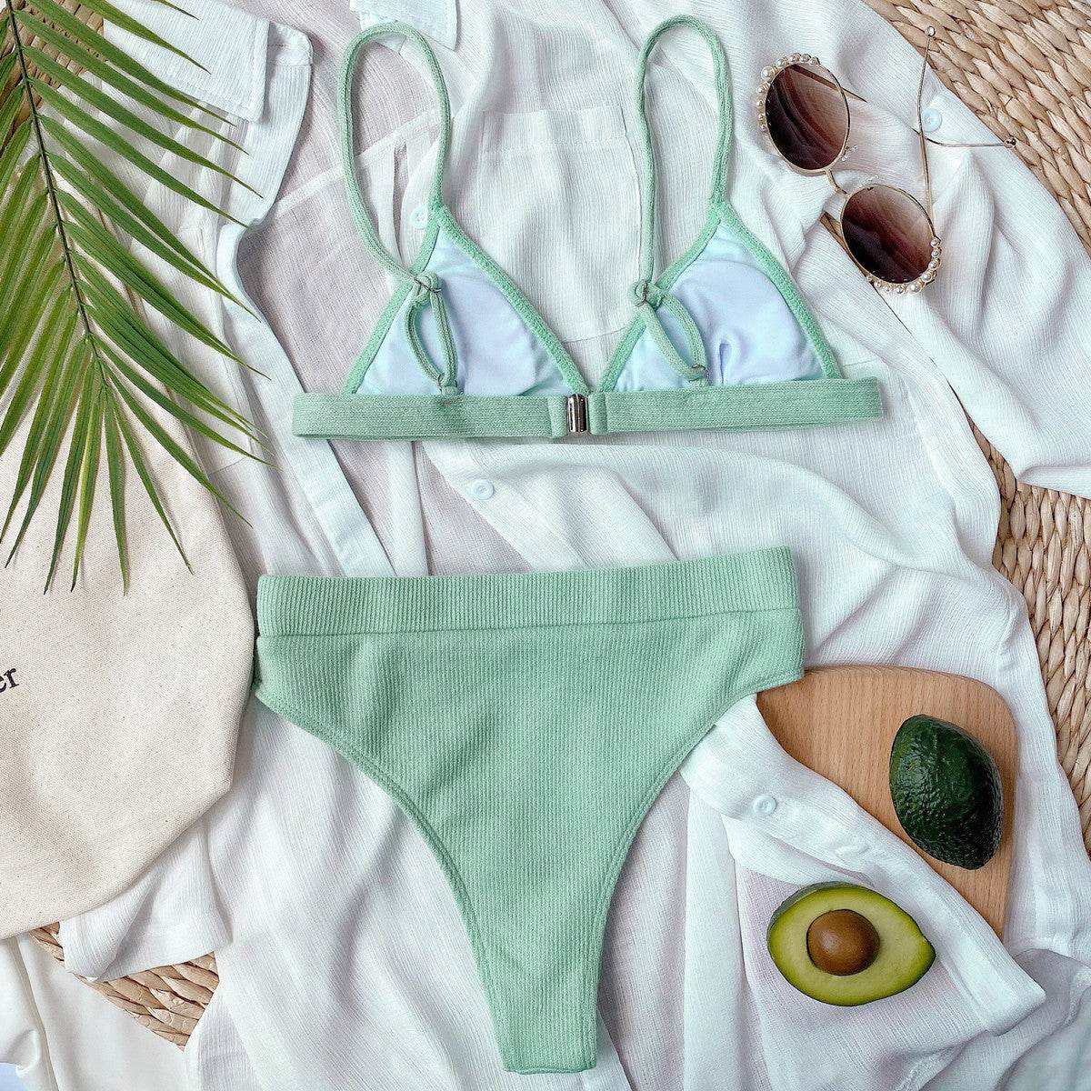 Spaghetti Strap Ribbed Bikini Set - UnLaced Boutique