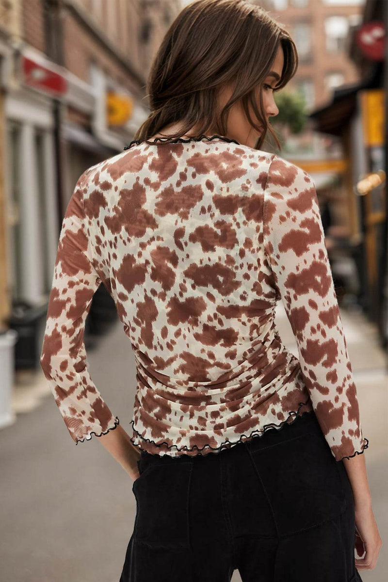 Oh Full Size Animal Print Button Down Plunge Top - UnLaced Boutique