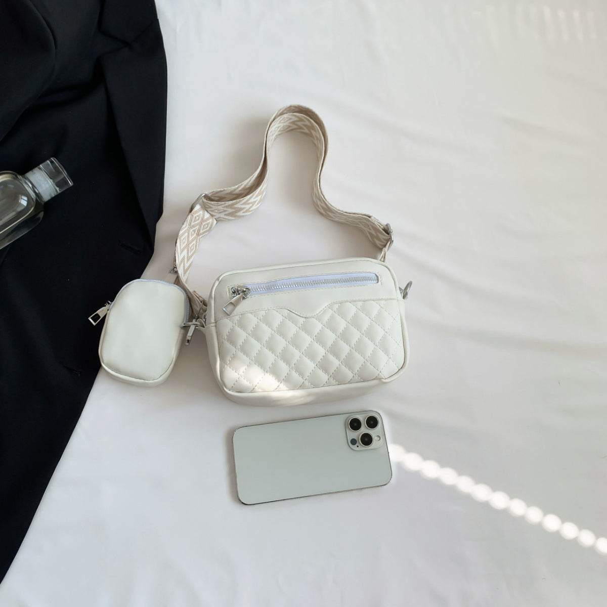 Stitching PU Leather Shoulder Bag - UnLaced Boutique