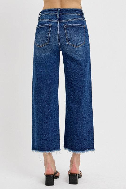 RISEN Raw Hem Wide Leg Attached Buckle Jeans - UnLaced Boutique
