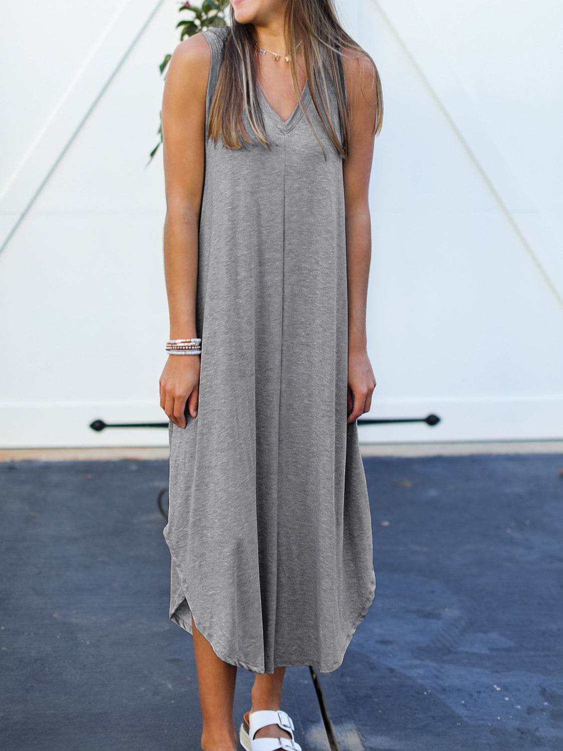 Full Size V-Neck Midi Tank Dress - UnLaced Boutique