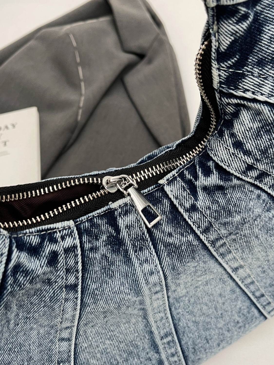 Crescent Shaped Denim Shoulder Bag - UnLaced Boutique