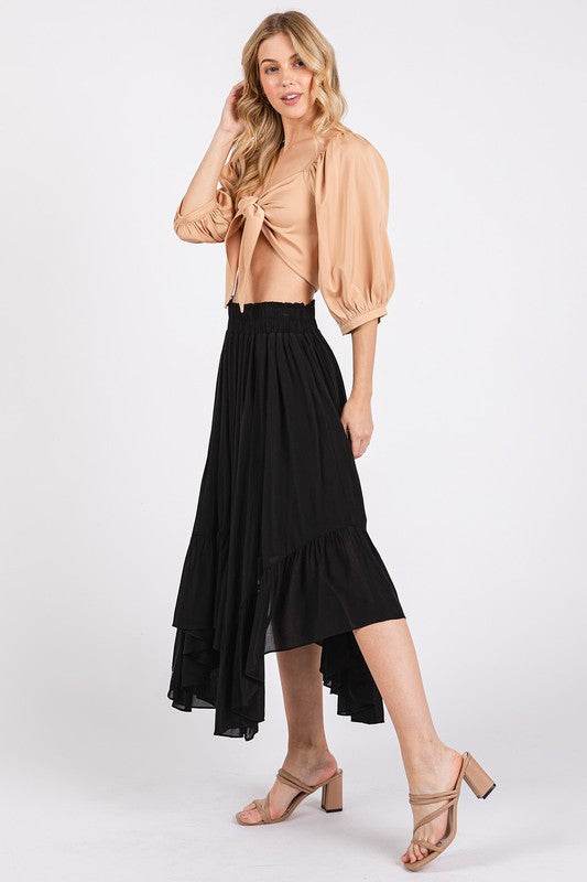 Mittoshop Handkerchief Hem Elastic Waist Pocket Midi Skirt - UnLaced Boutique