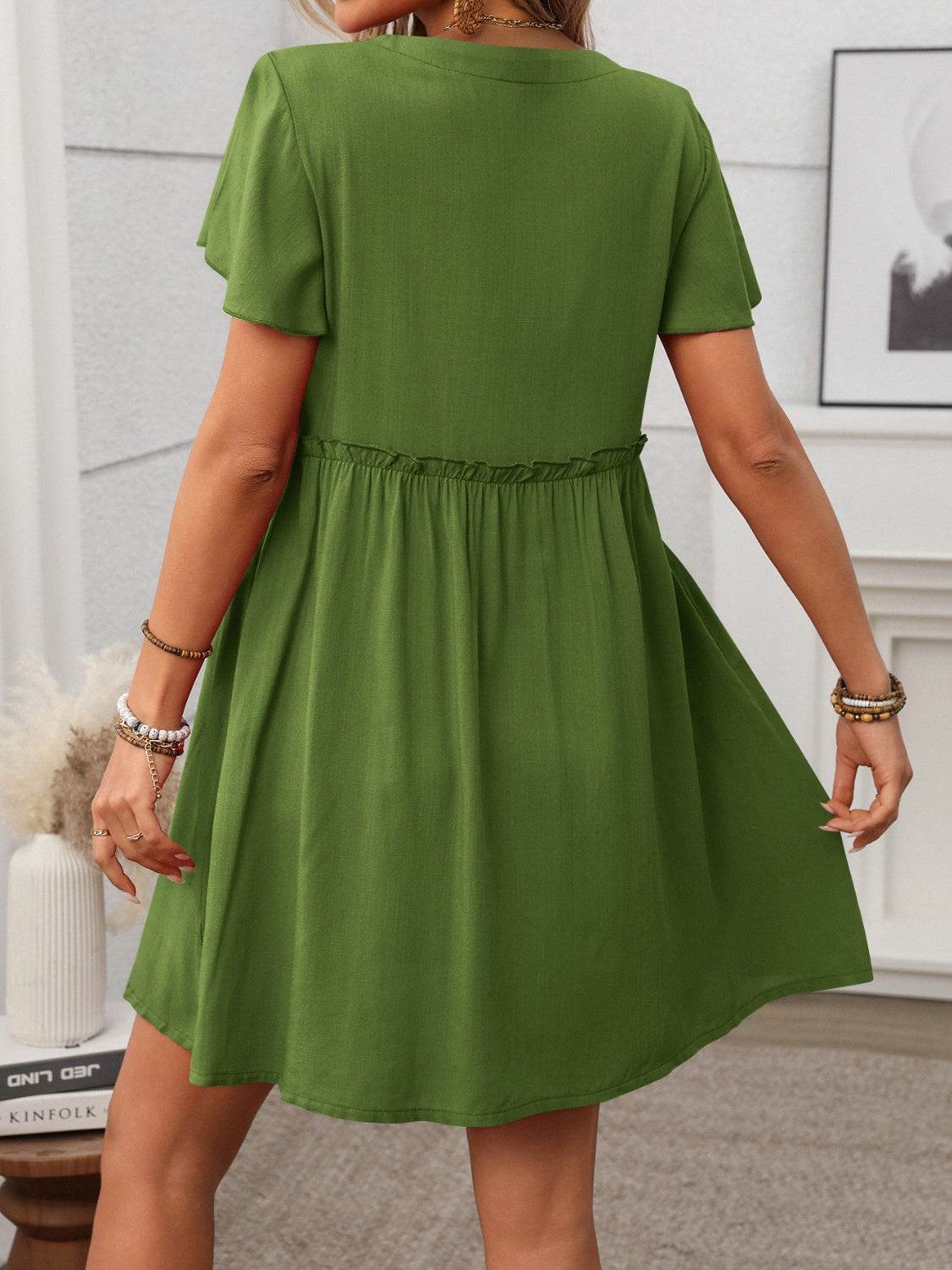 Button Front Flutter Sleeve Dress - UnLaced Boutique