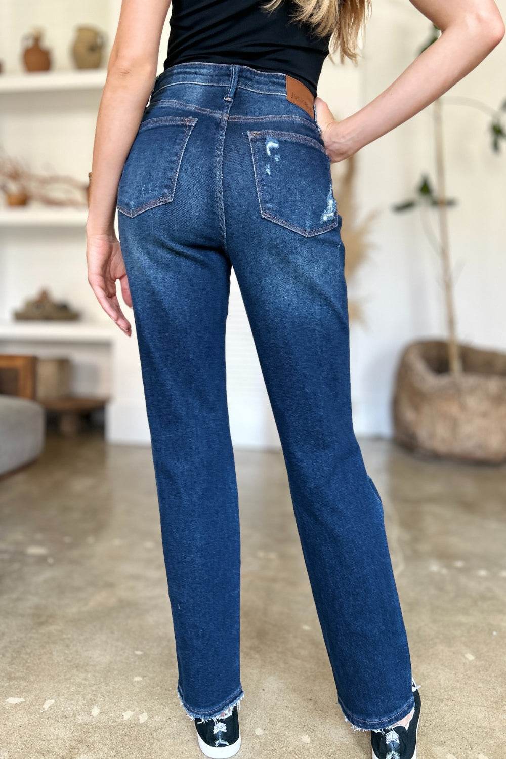 Judy Blue Full Size High Waist Rigid Magic Heavy Destroy Straight Jeans - UnLaced Boutique