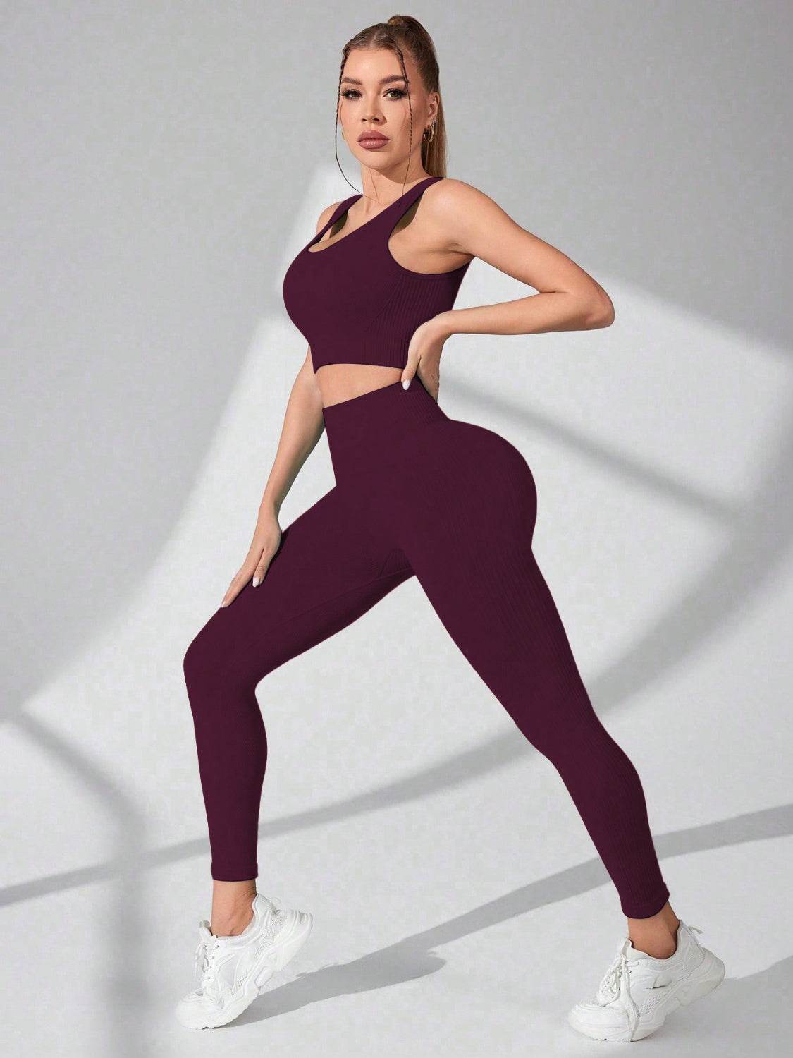 Scoop Neck Wide Strap Top and Pants Active Set - UnLaced Boutique