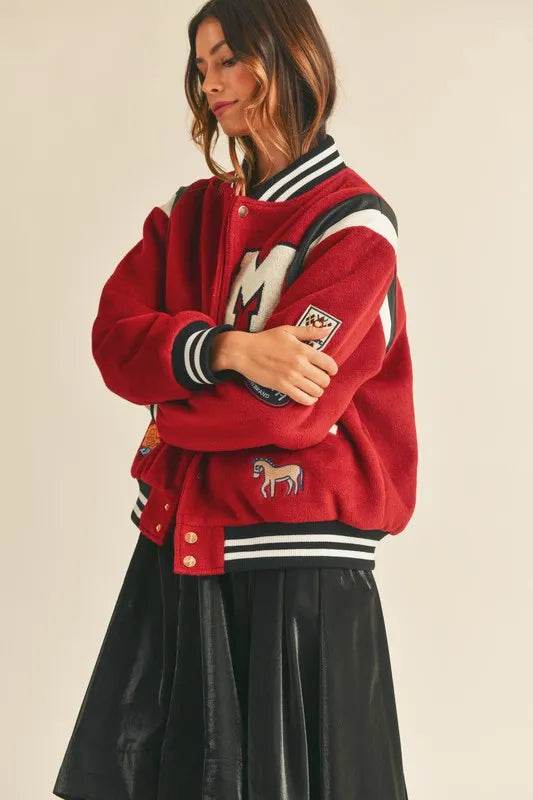 MABLE M Bomber Varsity Jacket with Patch Detail - UnLaced Boutique