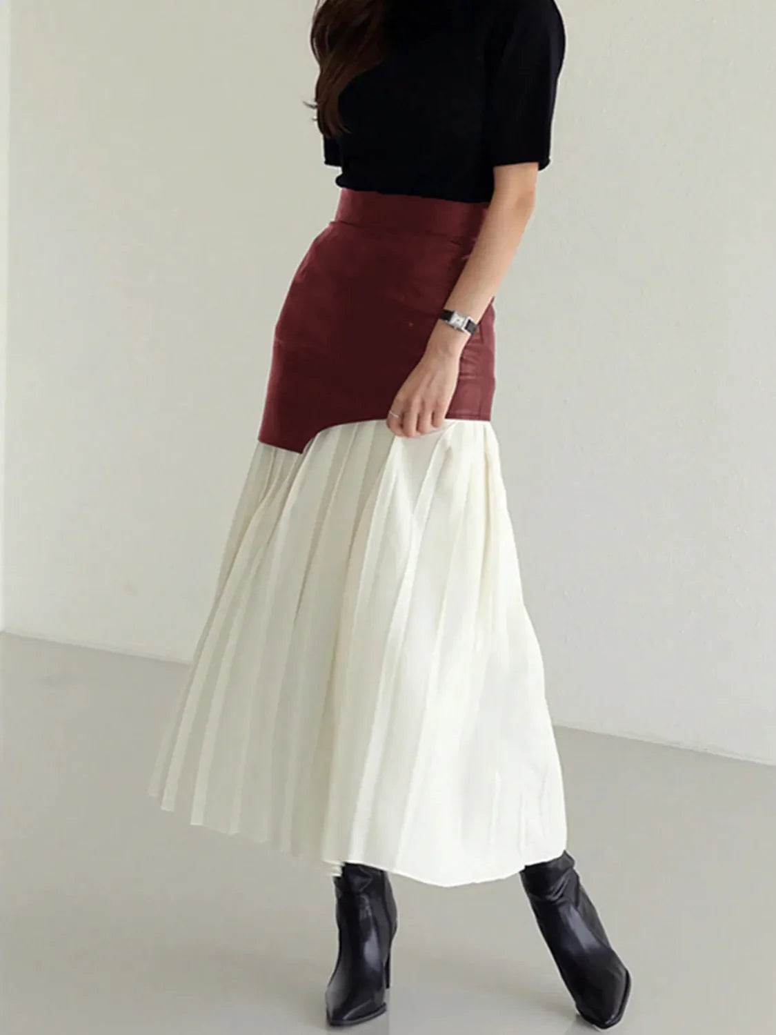 Patchwork Contrast Pleated Skirt - UnLaced Boutique