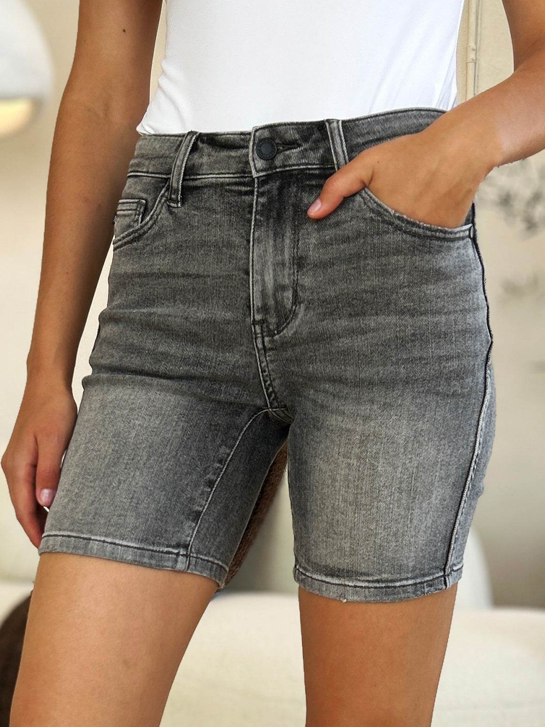 Judy Blue Full Size High Waist Washed Denim Shorts - UnLaced Boutique