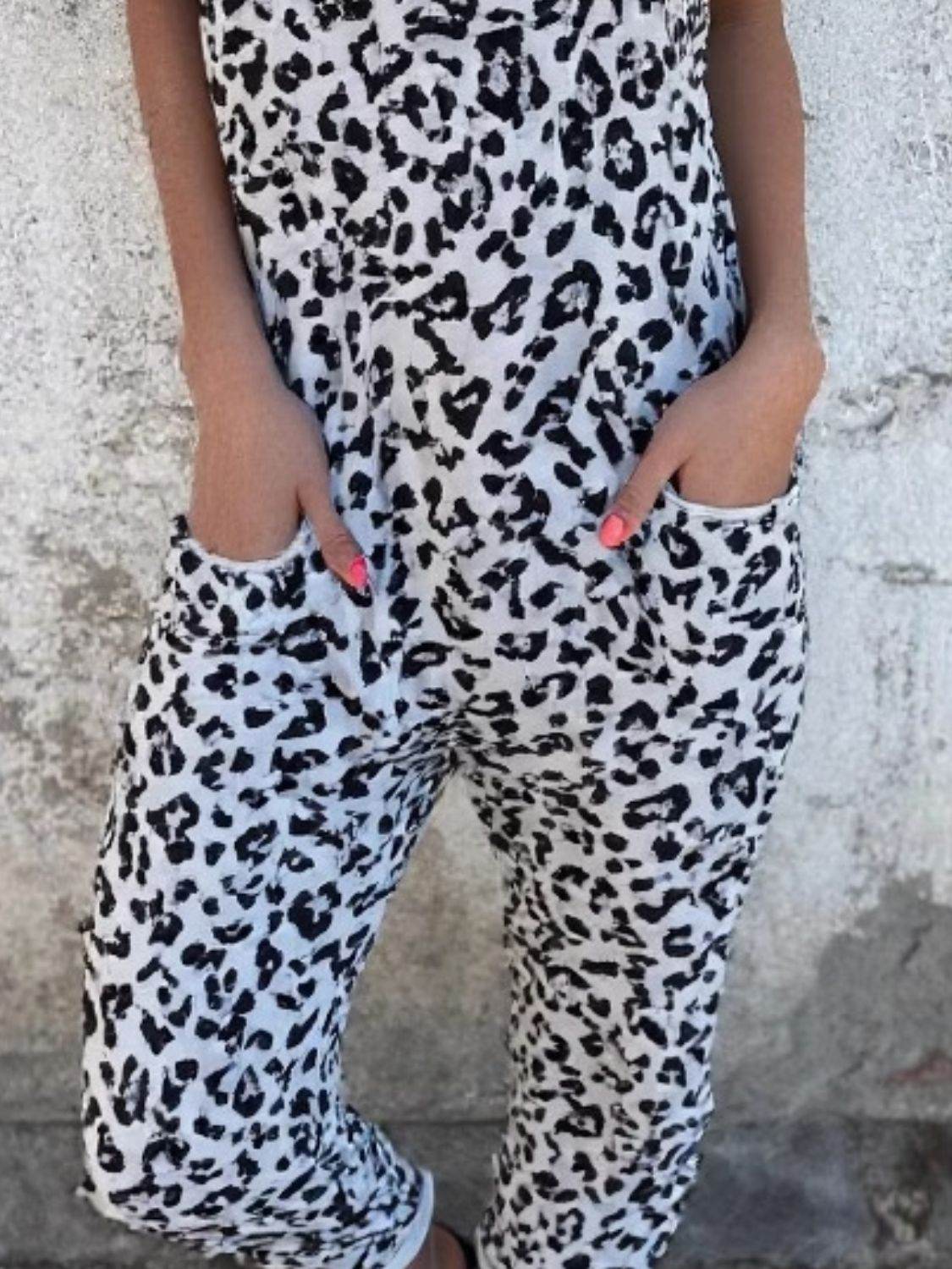 Leopard Sleeveless Jumpsuit with Pockets - UnLaced Boutique
