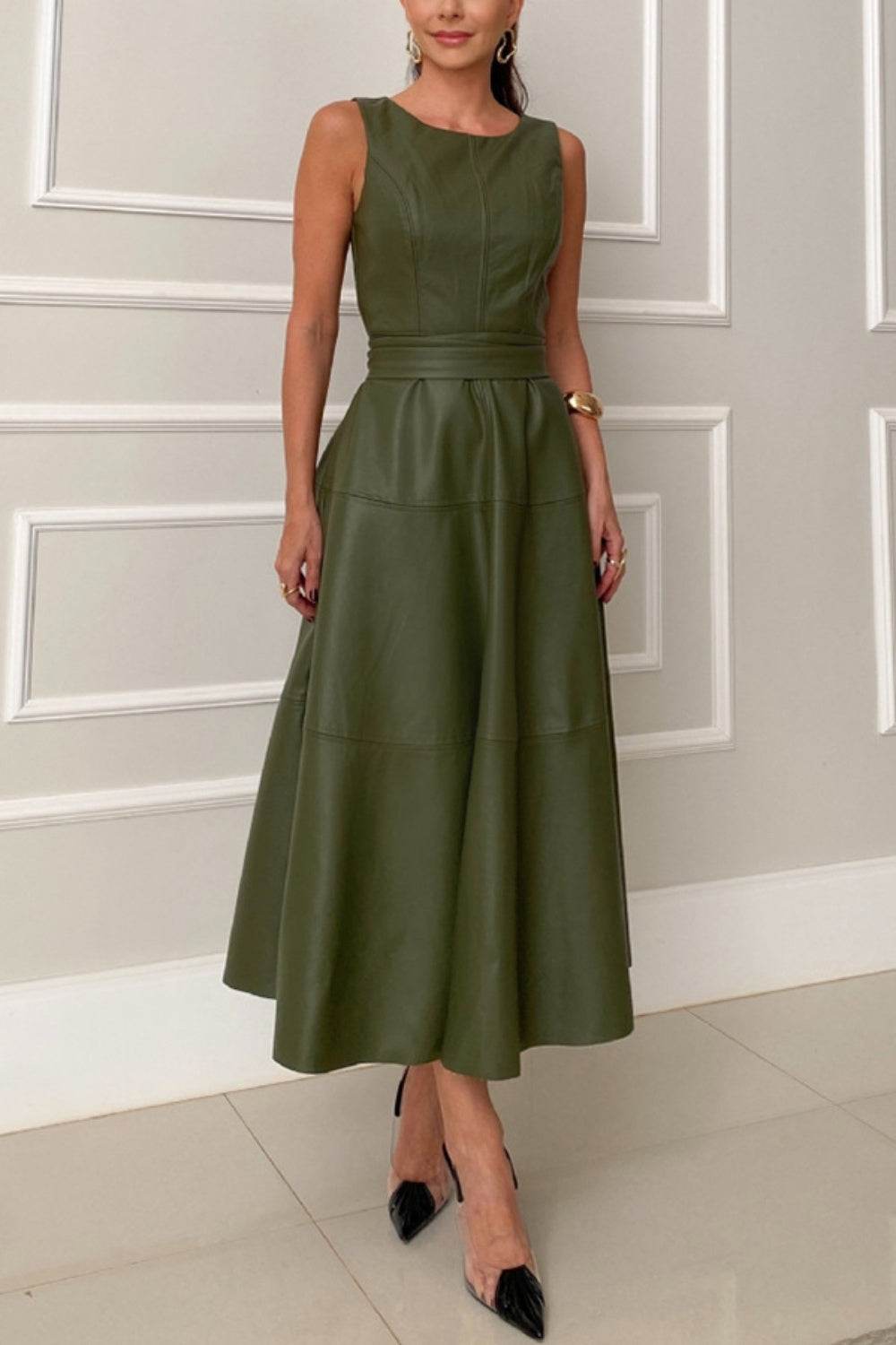 Round Neck Sleeveless Midi Dress - UnLaced Boutique