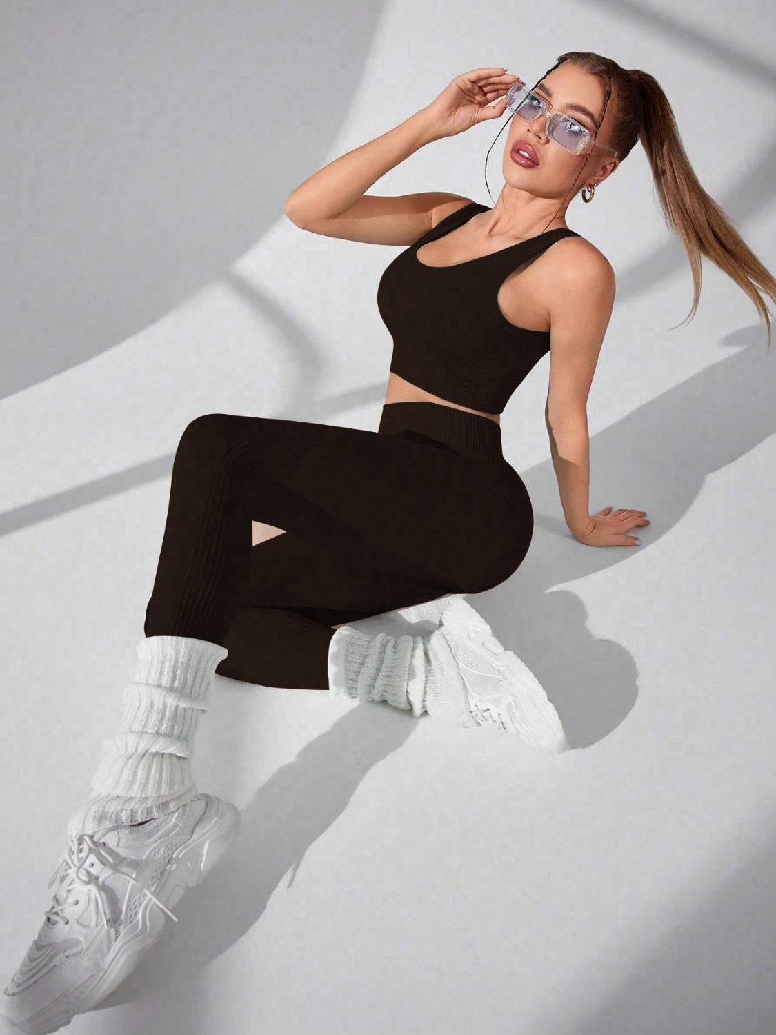 Scoop Neck Wide Strap Top and Pants Active Set - UnLaced Boutique