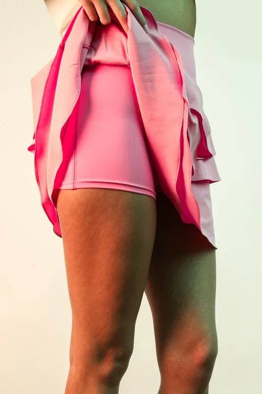 VERY J Riffled Tiered Layers Activewear Skirt with Shorts - UnLaced Boutique