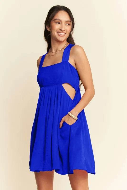 Davi & Dani Washed Satin Cutout Skirt Bandeau Mini Dress - UnLaced Boutique