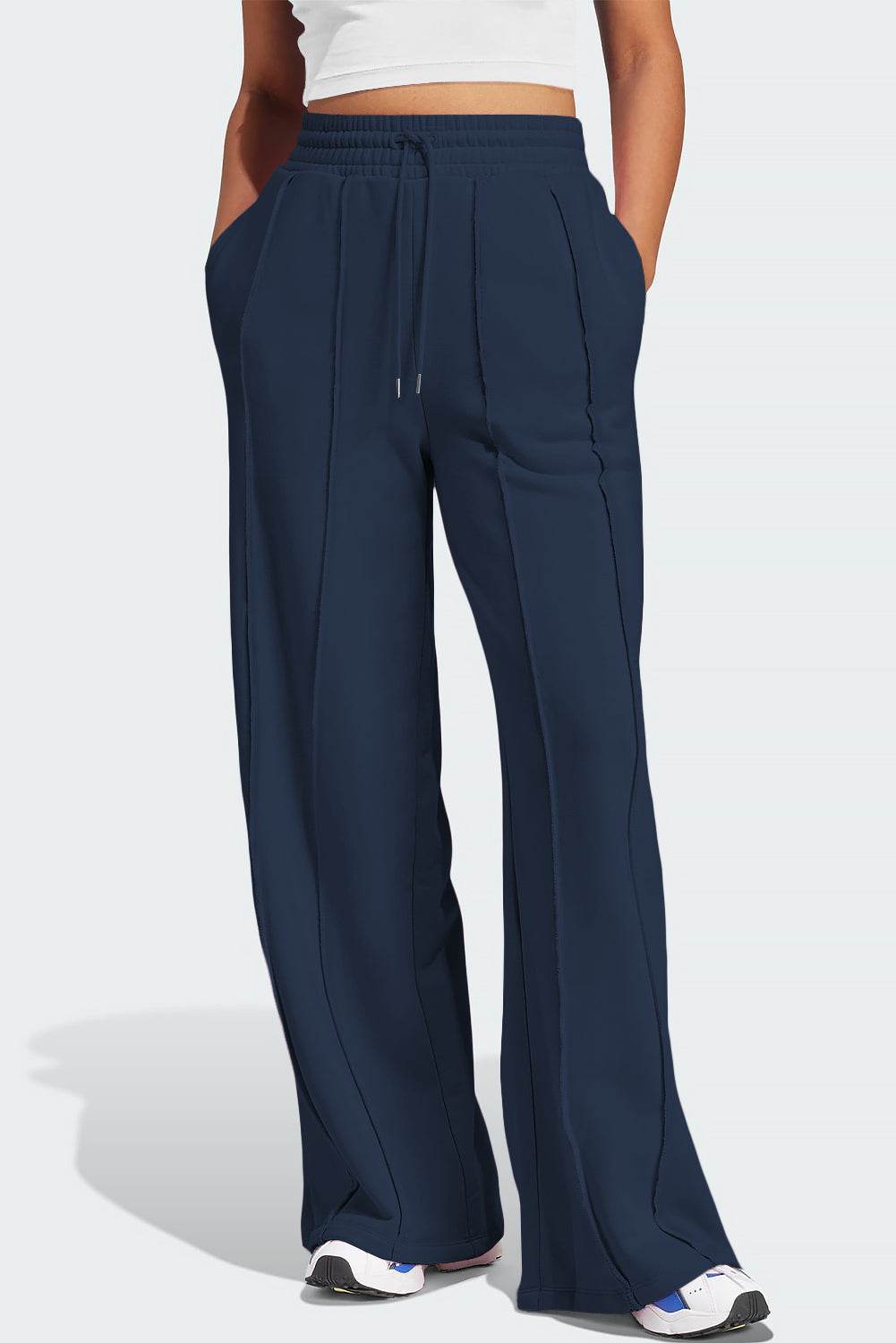 Drawstring Wide Leg Active Pants - UnLaced Boutique