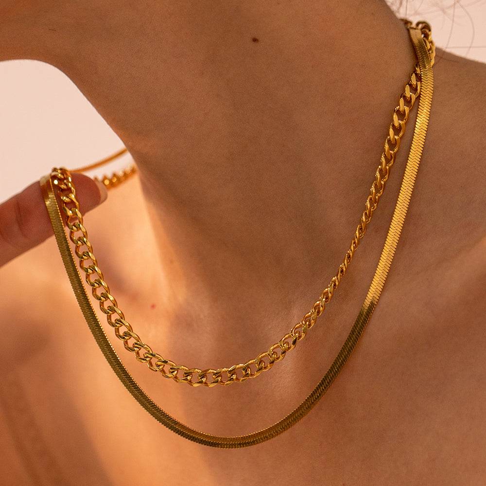 18K Gold-Plated Double Layered Necklace - UnLaced Boutique
