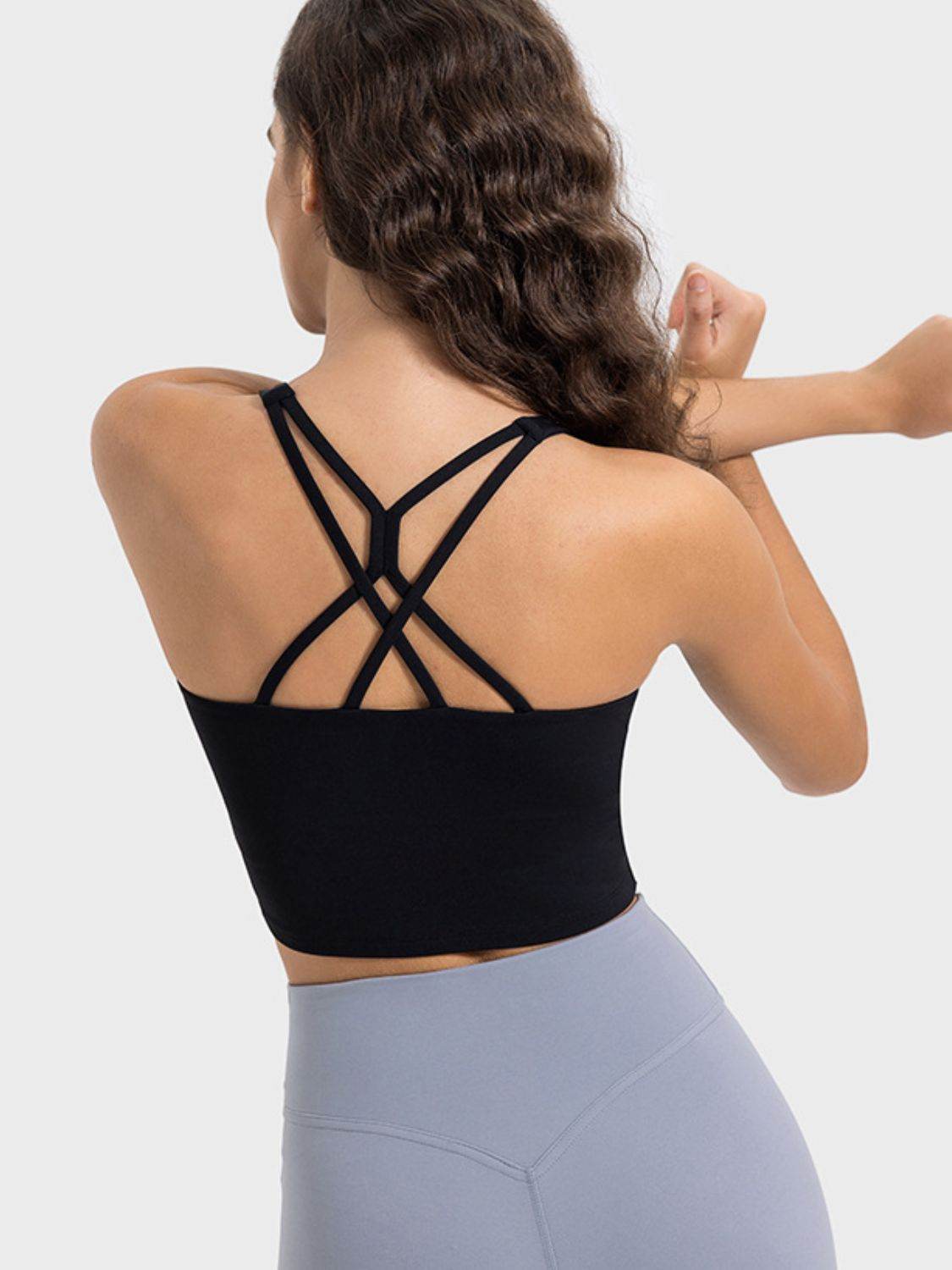 Millennia Crisscross Round Neck Active Tank - UnLaced Boutique