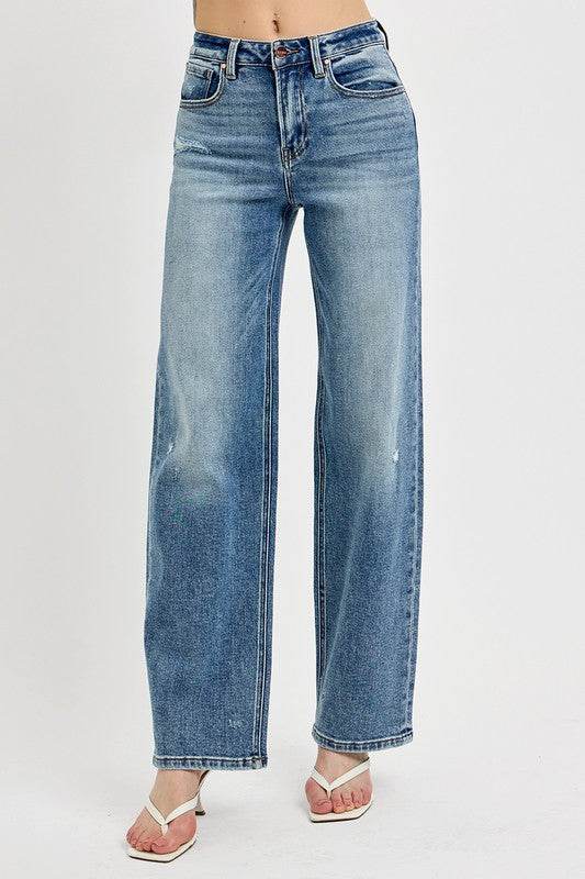 RISEN Full Size Distressed Wide Leg Jeans Plus Size - UnLaced Boutique