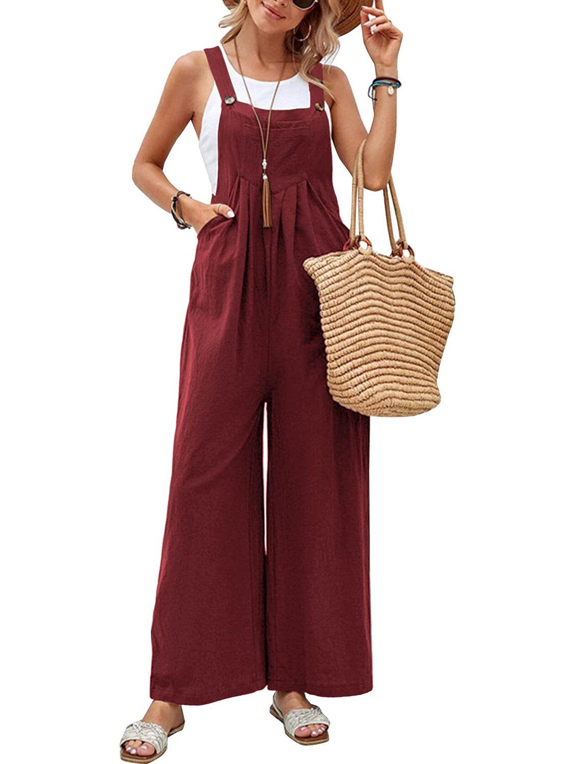 Full Size Square Neck Wide Strap Overalls - UnLaced Boutique
