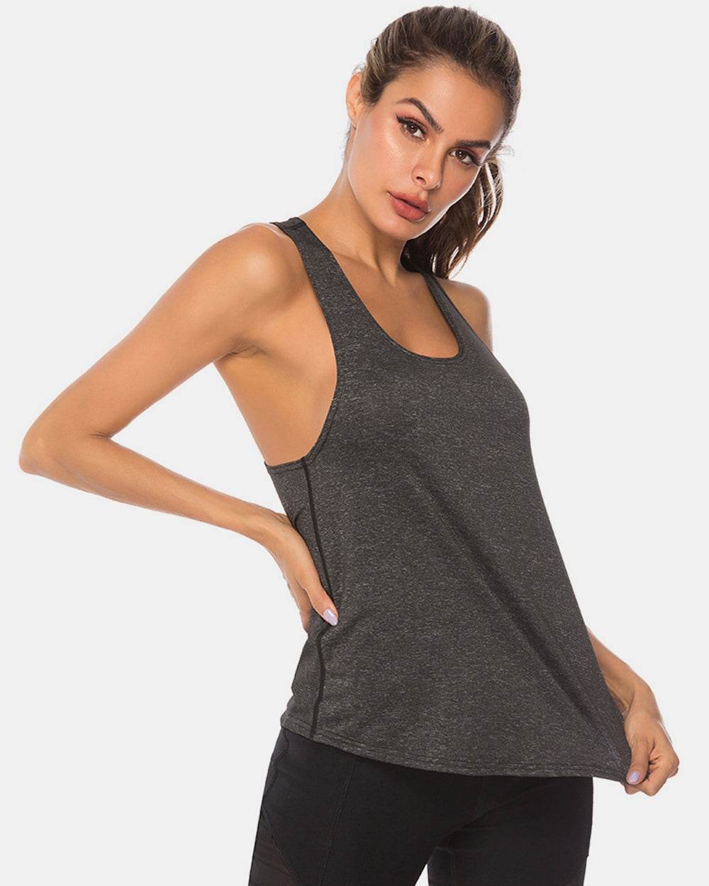Full Size Scoop Neck Wide Strap Active Tank - UnLaced Boutique