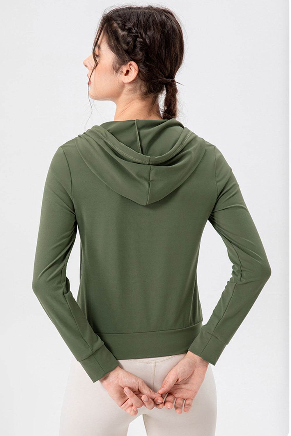 Drawstring Zip Up Hooded Active Outerwear - UnLaced Boutique