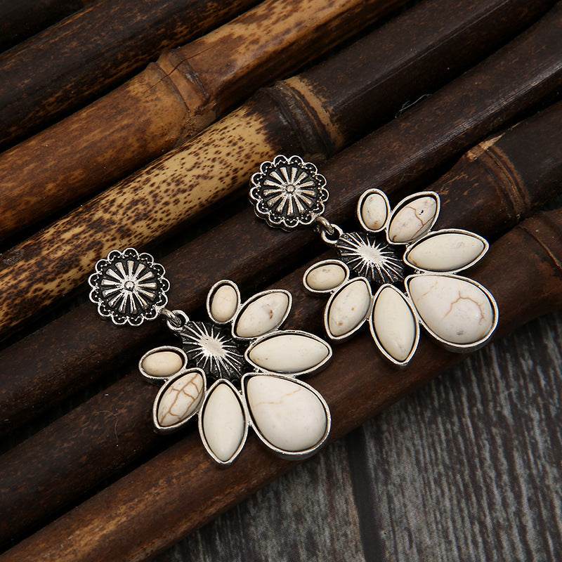 Artificial Turquoise Flower Earrings - UnLaced Boutique